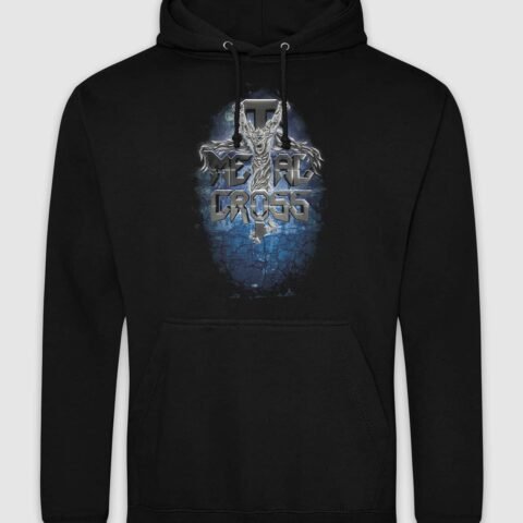 Metal Cross – Blåt tryk hoodie