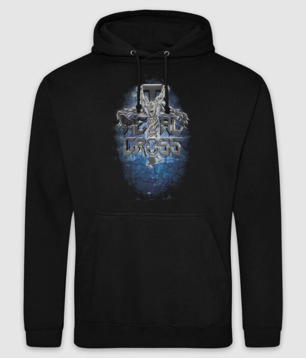 Metal Cross – Blåt tryk hoodie